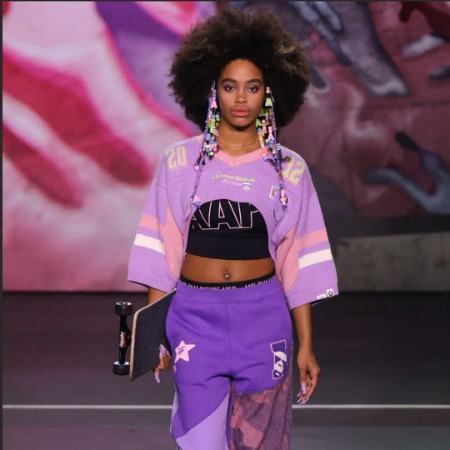 Ajani Russell modeled for the clothing brand A Bathing Ape.